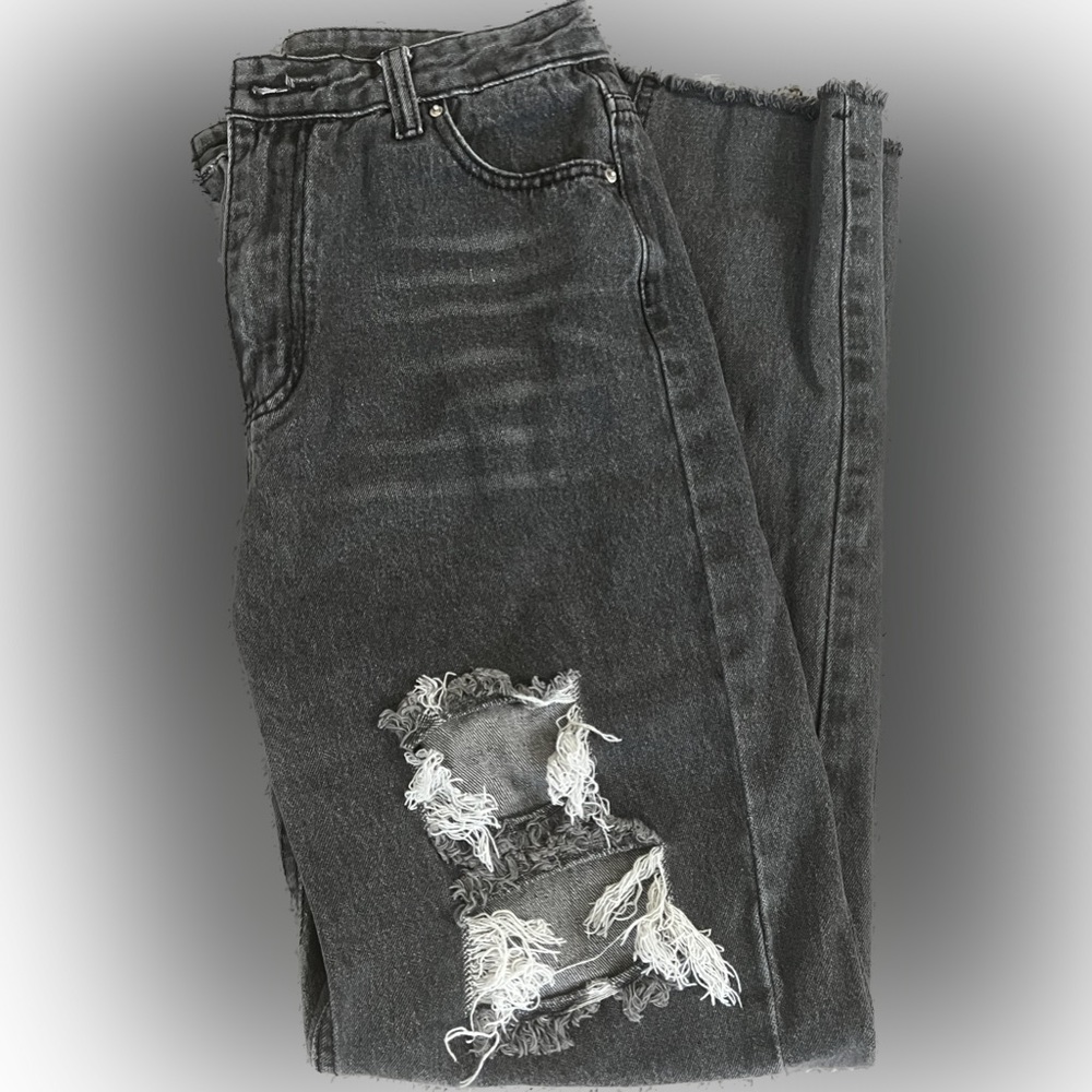 SHEIN distressed black denim jeans